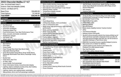 2022 Chevrolet Malibu FWD LT