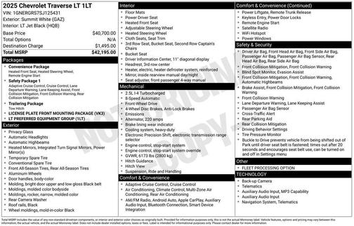 Summit White 2025 Chevrolet Traverse LT