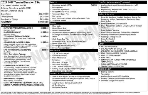 Gfr 2027 GMC Terrain FWD Elevation
