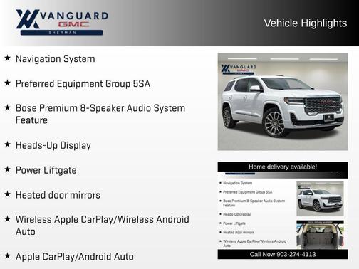 Summit White 2023 GMC Acadia Denali