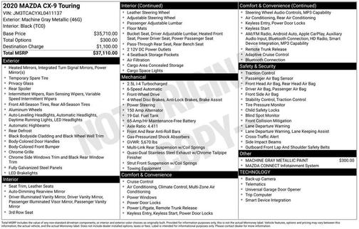 Machine Gray Metallic 2020 Mazda CX-9 Touring