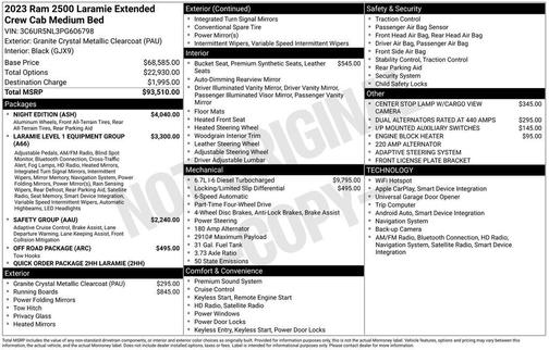 Granite Crystal Metallic Clearcoat 2023 RAM 2500 Laramie Mega Cab 4x4 6'4' Box