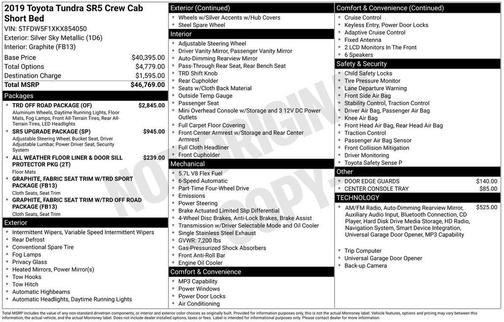 Silver Sky Metallic 2019 Toyota Tundra SR5