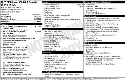 Sterling Metallic 2026 GMC Sierra 1500 SLT