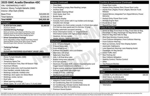2025 GMC Acadia FWD Elevation