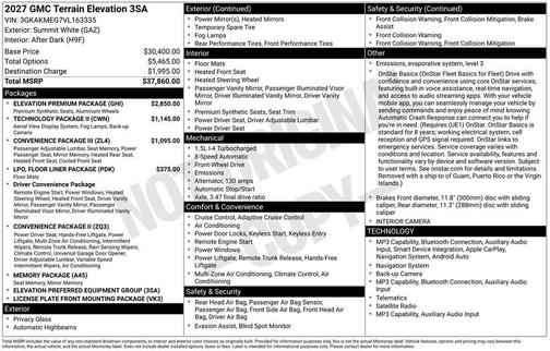 Summit White 2027 GMC Terrain FWD Elevation