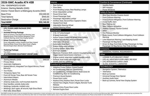 2026 GMC Acadia AWD AT4