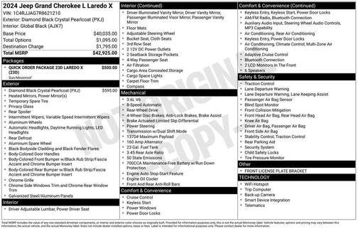 Diamond Black Crystal Pearlcoat 2024 Jeep Grand Cherokee L Laredo