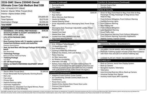 2026 GMC Sierra 2500 Denali Ultimate