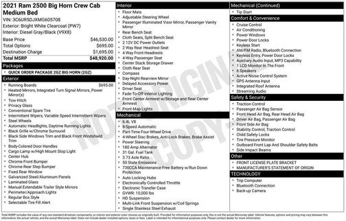 Bright White Clearcoat 2021 RAM 2500 Big Horn Crew Cab 4x4 6'4' Box