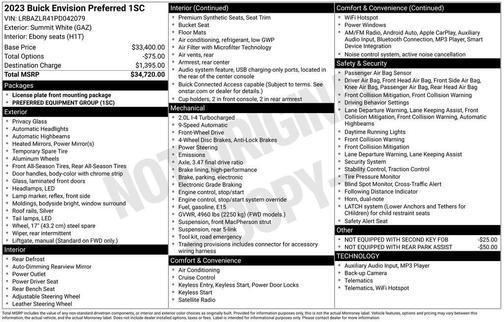 Summit White 2023 Buick Envision Preferred FWD