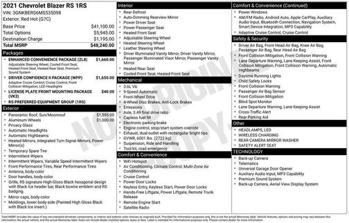 Red Hot 2021 Chevrolet Blazer RS