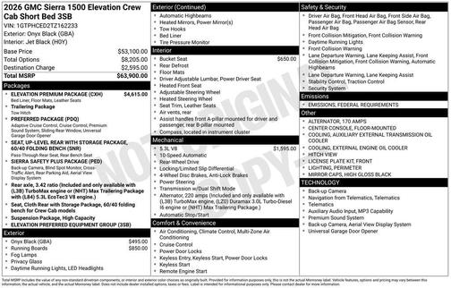 2026 GMC Sierra 1500 Elevation