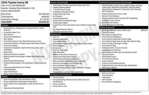 Celestial Silver Metallic 2024 Toyota Camry SE