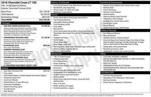 2016 Chevrolet Cruze LT Auto