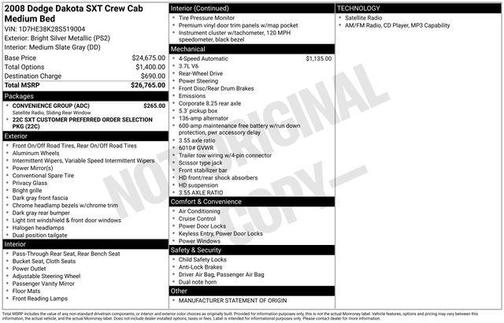 2008 Dodge Dakota SXT/Bighorn/Lonestar