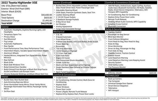 Pearl 2022 Toyota Highlander XSE