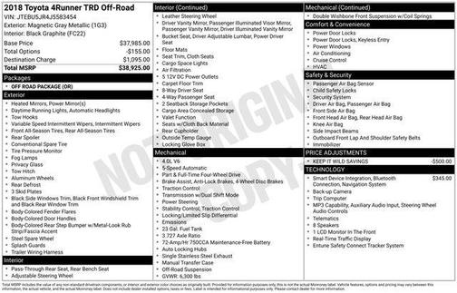 2018 Toyota 4Runner TRD Off Road