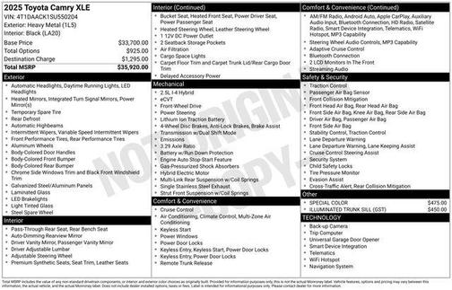 Heavy Metal 2025 Toyota Camry XLE