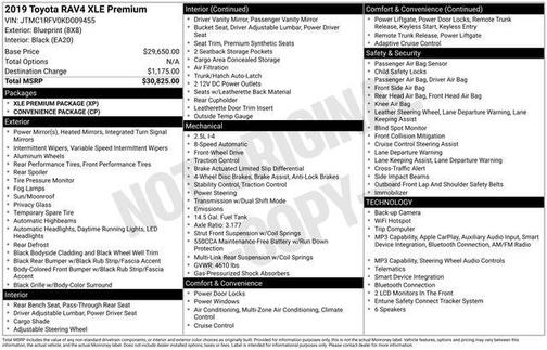 Blueprint 2019 Toyota RAV4 XLE Premium