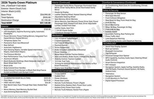 Cloud 2026 Toyota Crown Platinum