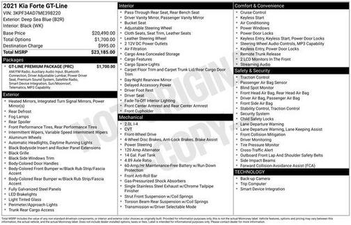 Deep Sea Blue 2021 Kia Forte GT-Line