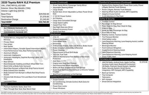 Silver Sky Metallic 2020 Toyota RAV4 XLE Premium