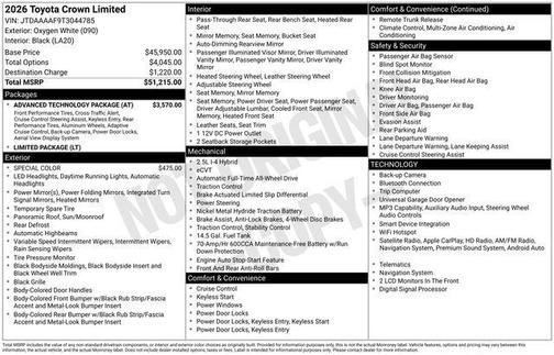 White 2026 Toyota Crown XLE