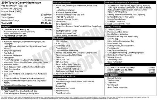 Ice Cap 2026 Toyota Camry SE