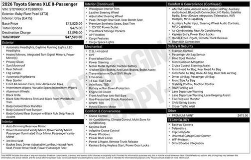 Ruby 2026 Toyota Sienna XLE