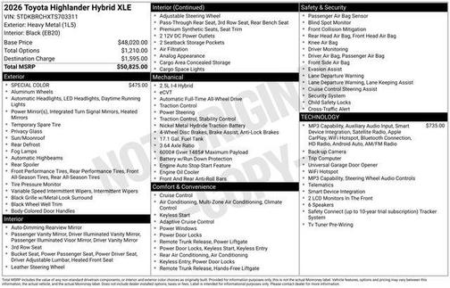 Heavy Metal 2026 Toyota Highlander Hybrid XLE