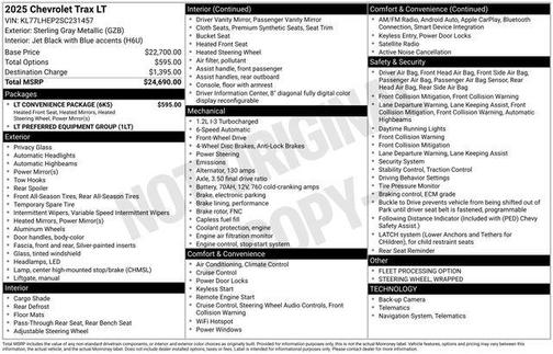 Sterling Gray Metallic 2025 Chevrolet Trax LT