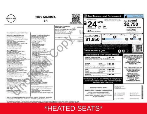 2022 Nissan Maxima SR Xtronic CVT