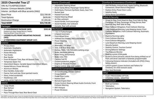 Crimson Metallic 2025 Chevrolet Trax LT