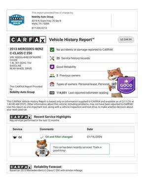 2013 Mercedes-Benz C-Class C 250 Coupe 2D