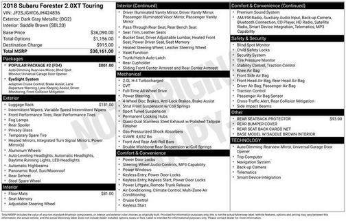 Dark Gray Metallic 2018 Subaru Forester 2.0XT Touring