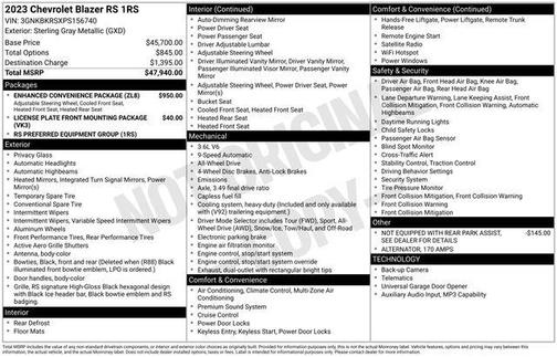 Sterling Gray Metallic 2023 Chevrolet Blazer RS