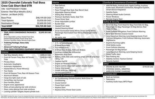 Reef Blue Metallic 2025 Chevrolet Colorado Trail Boss