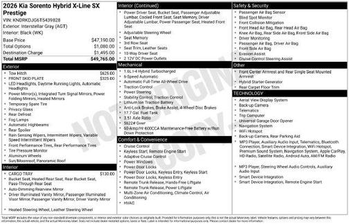 Gray 2026 Kia Sorento Hybrid X-LINE SX PRESTIGE