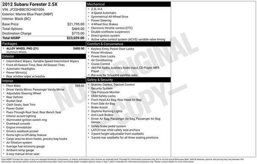 2012 Subaru Forester 2.5X