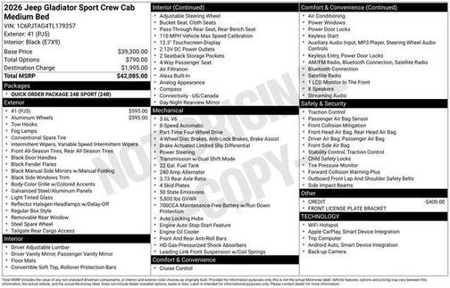2026 Jeep Gladiator Sport