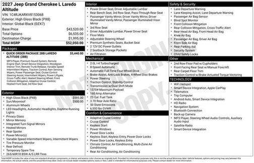 High Gloss Black 2027 Jeep Grand Cherokee L Laredo