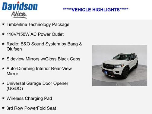 STAR WHITE MET TRI-COAT 2024 Ford Explorer TIMBERLINE