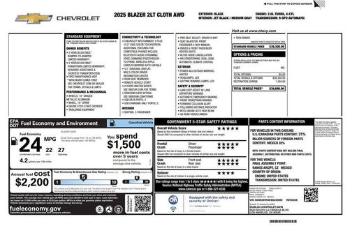 Black 2025 Chevrolet Blazer 2LT