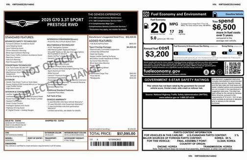 2025 Genesis G70 3.3T RWD Sport Advanced