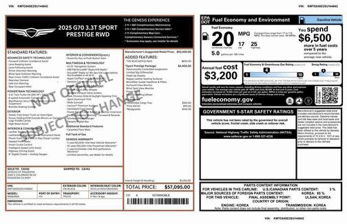 2025 Genesis G70 3.3T RWD Sport Advanced