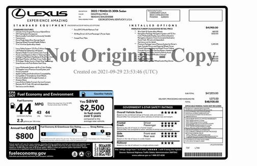 2022 Lexus ES 300h Base