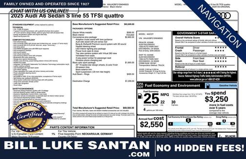 Glacier White 2025 Audi A6 Premium 55 TFSI quattro S tronic