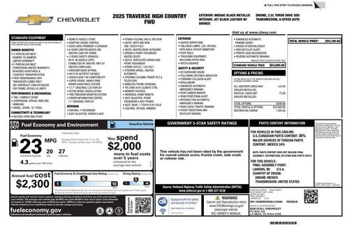 Mosaic Black Metallic 2025 Chevrolet Traverse High Country