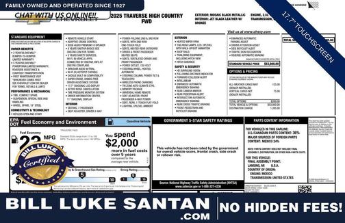 Mosaic Black Metallic 2025 Chevrolet Traverse High Country